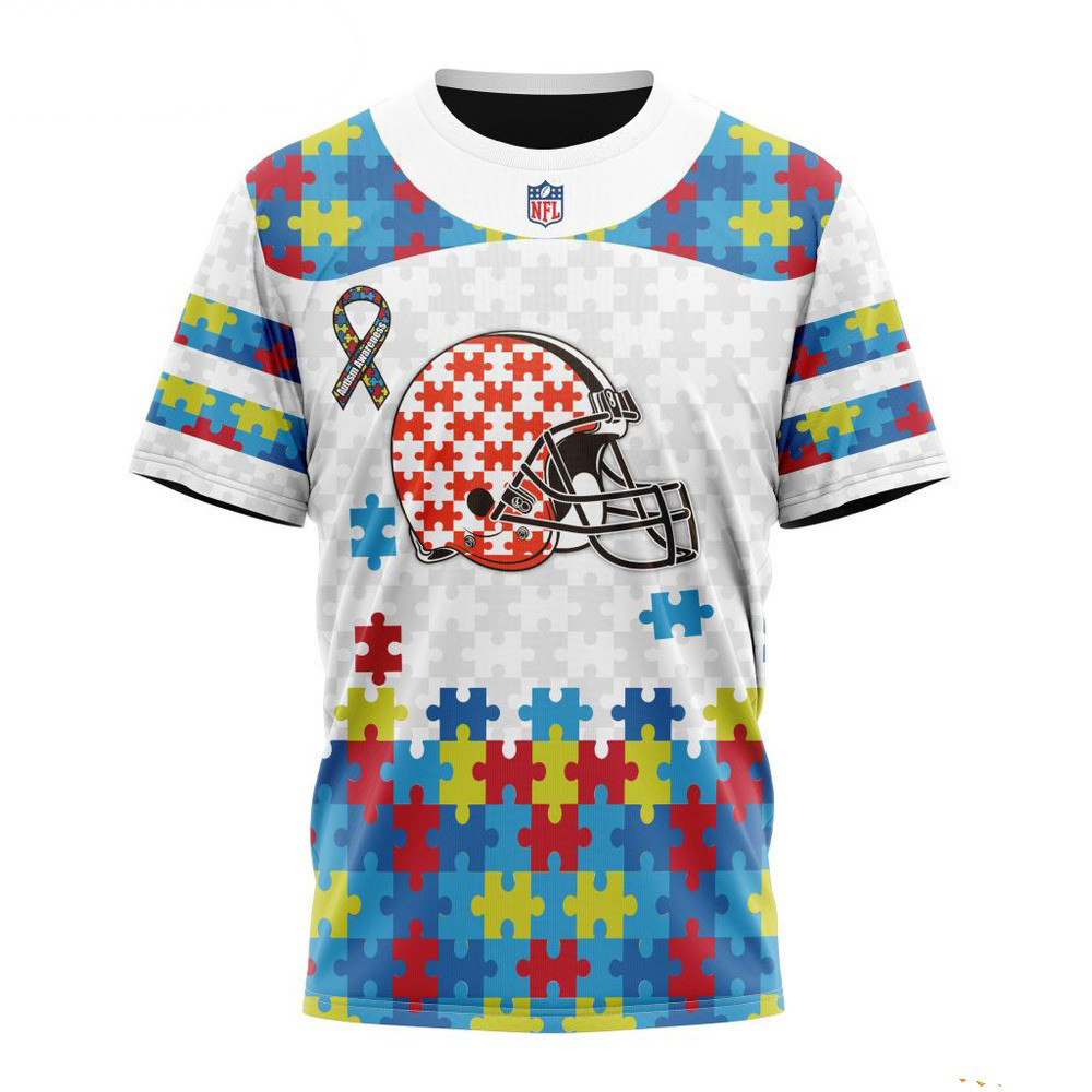 NFL Cleveland Browns Autism Awareness T-Shirt Football Themed Gifts Oregontrailrvpk Shirt