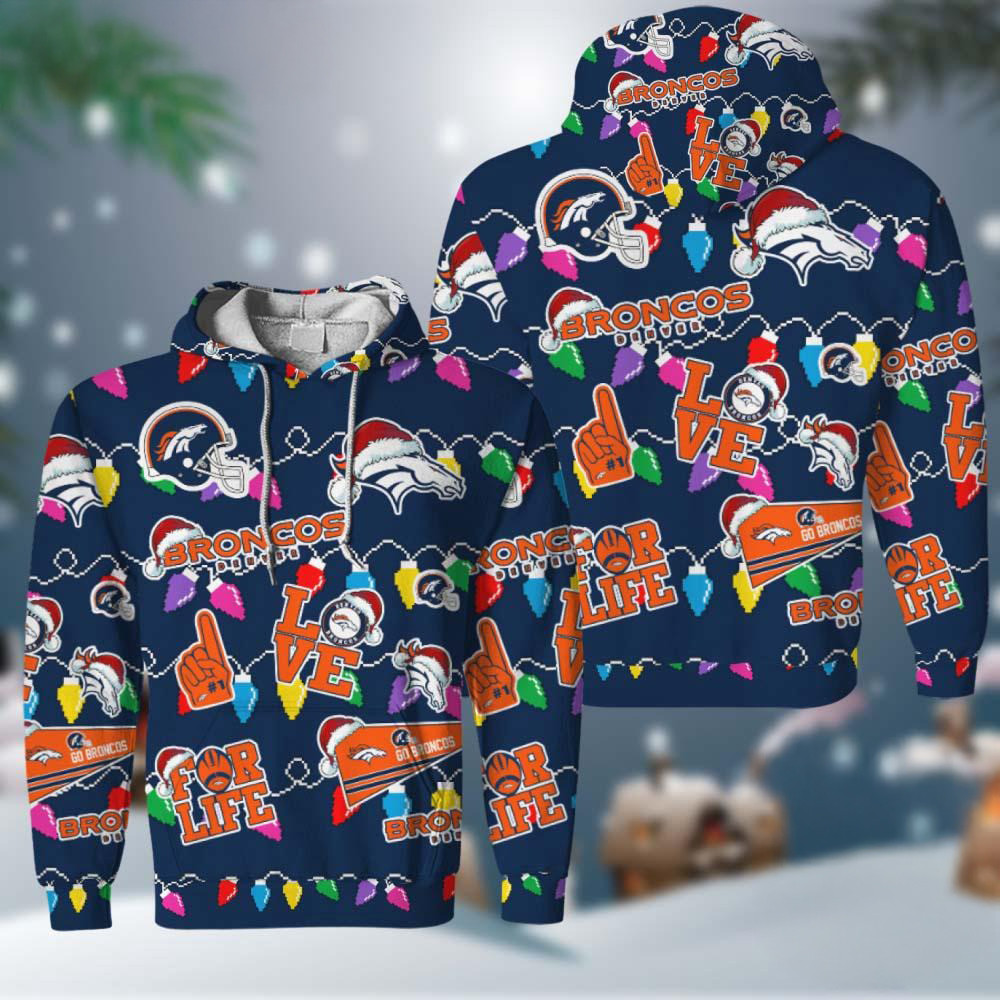 NFL Denver Broncos Love For Life Football Team Merry Christmas Hoodie