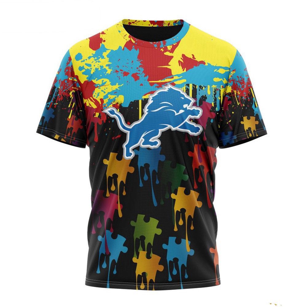 NFL Detroit Lions Autism Awareness Design Football T-Shirt Oregontrailrvpk Shirt