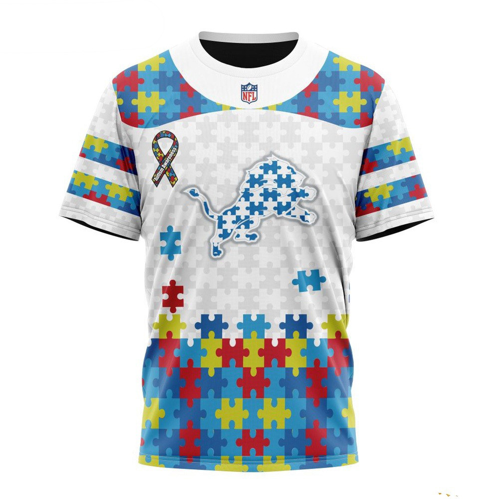 NFL Detroit Lions Autism Awareness Design T-Shirt Unique Gifts For Football Lovers Oregontrailrvpk Shirt