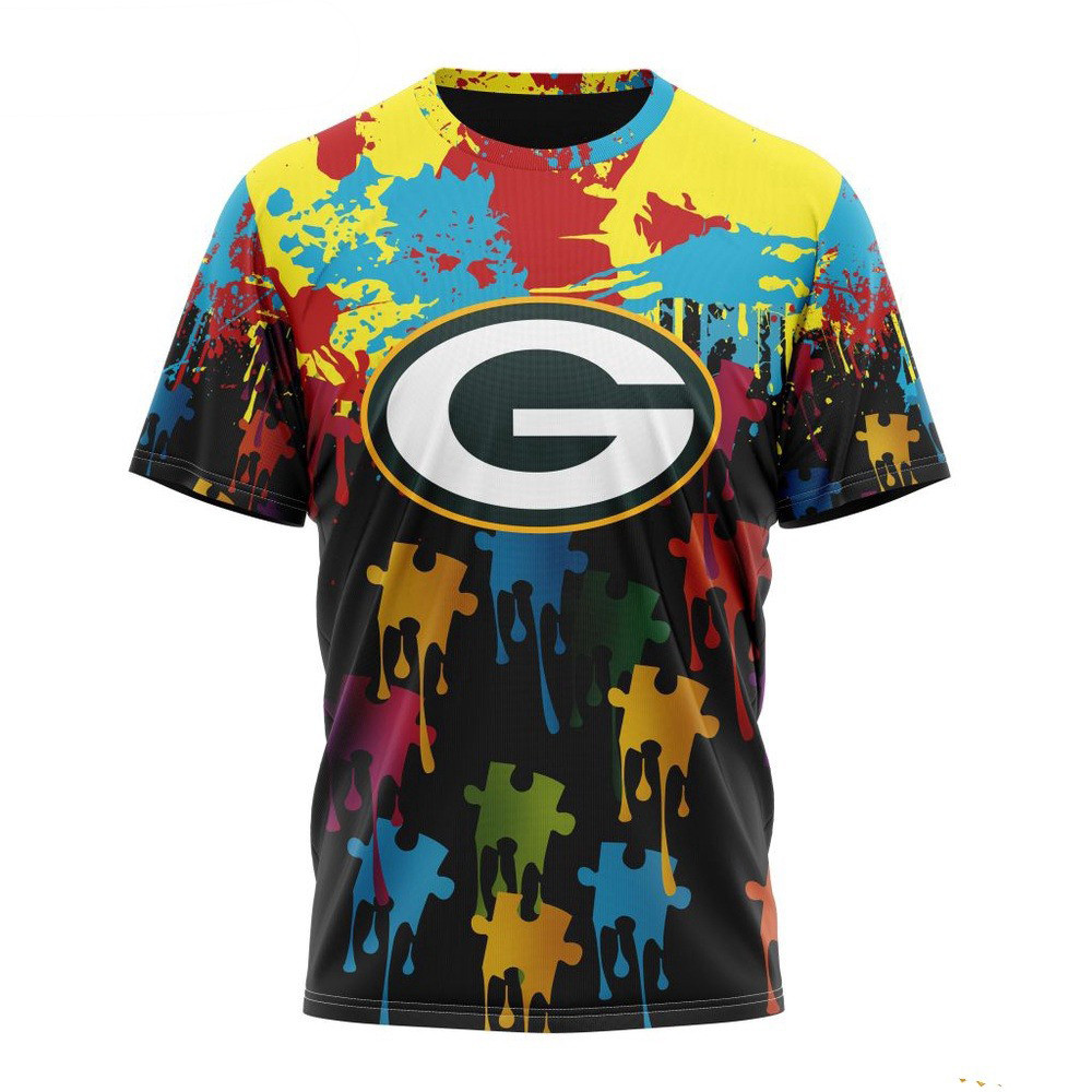 NFL Green Bay Packers Autism Awareness Design Football T-Shirt Oregontrailrvpk Shirt