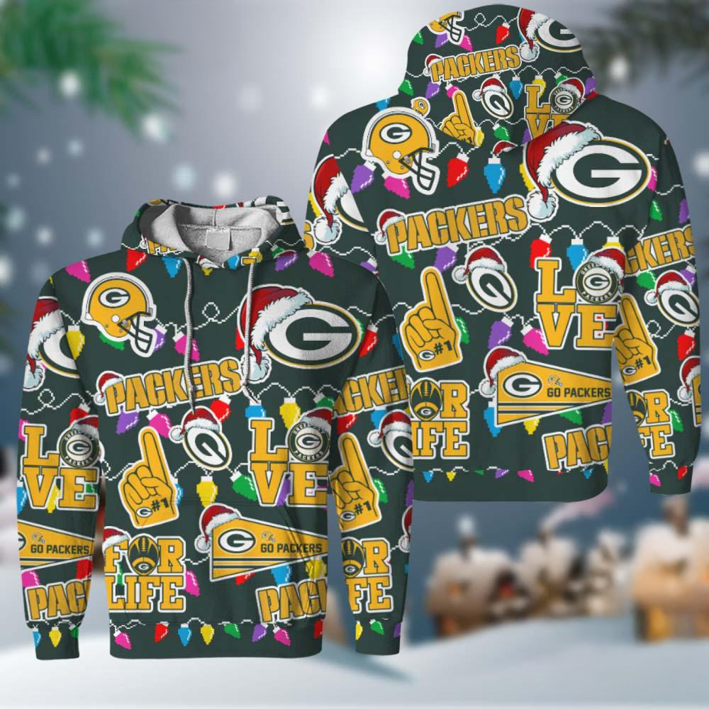 NFL Green Bay Packers Love For Life Football Team Merry Christmas Hoodie