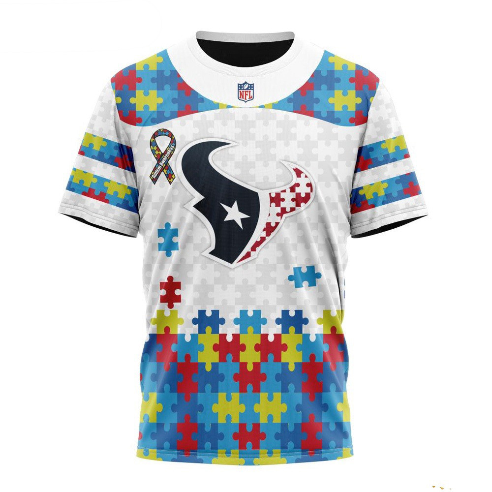 NFL Houston Texans Autism Awareness Design T-Shirt Gift Ideas For Football Lovers Oregontrailrvpk Shirt
