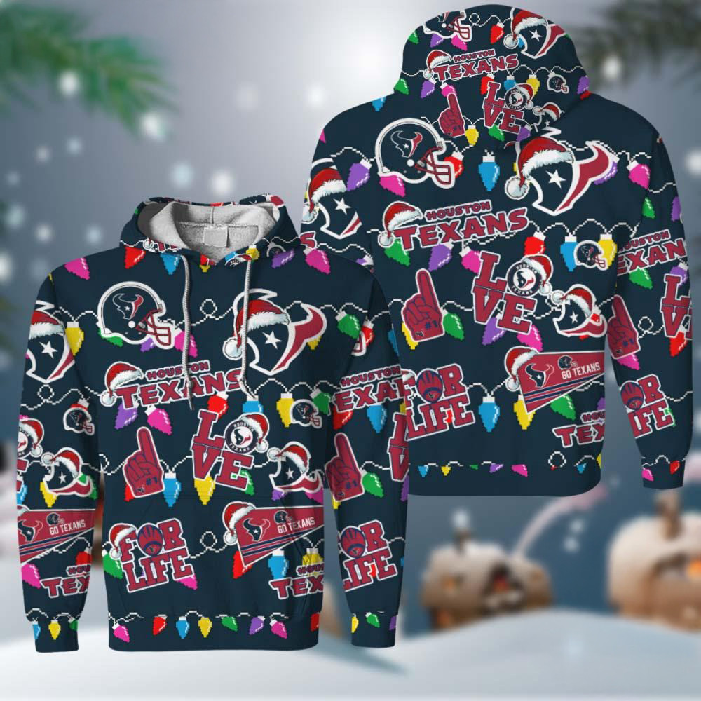 NFL Houston Texans Love For Life Football Team Merry Christmas Hoodie Fans Gift