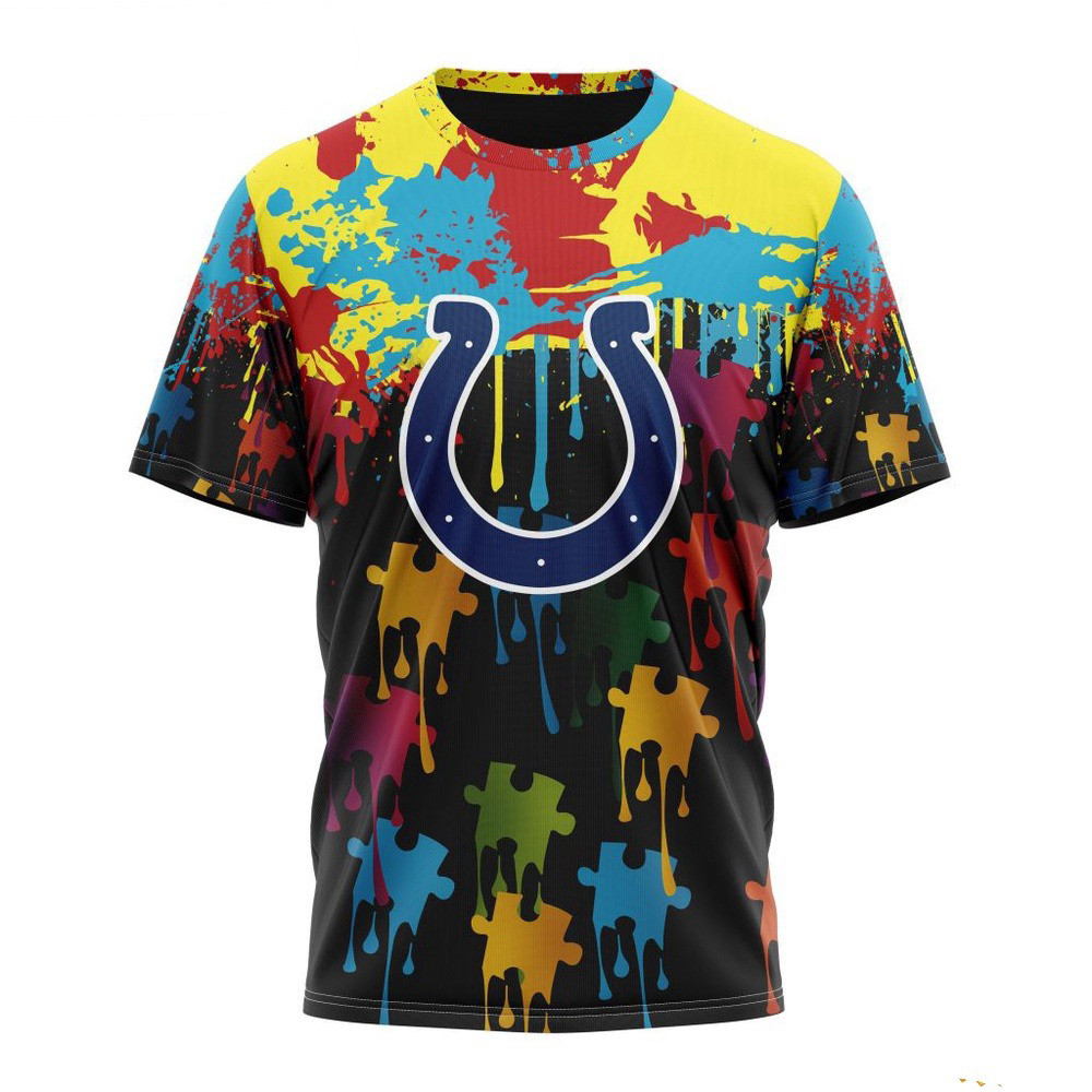 NFL Indianapolis Colts Autism Awareness Design 3D T-Shirt Best Gifts For Football Fans Oregontrailrvpk Shirt