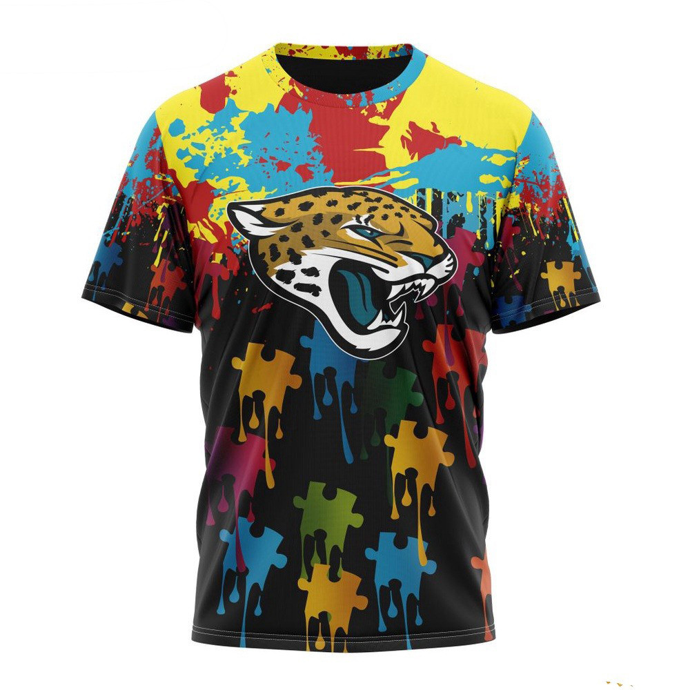 NFL Jacksonville Jaguars Autism Awareness Design 3D T-Shirt Football Gifts Oregontrailrvpk Shirt