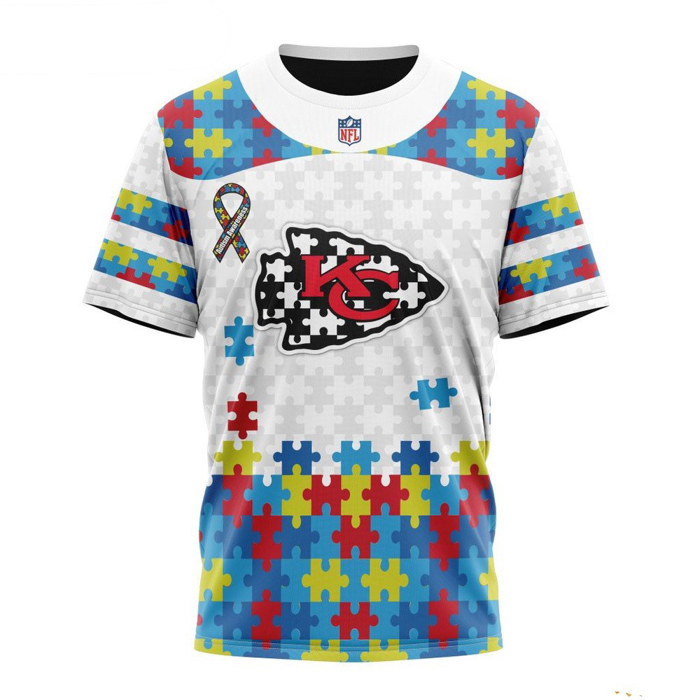 NFL Kansas City Chiefs Autism Awareness Design T-Shirt Unique Gifts For Football Lovers Oregontrailrvpk Shirt