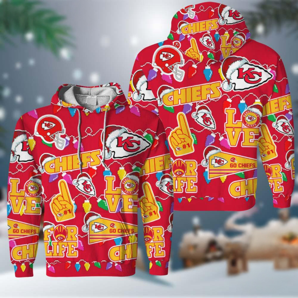 NFL Kansas City Chiefs Love For Life Football Team Merry Christmas Hoodie