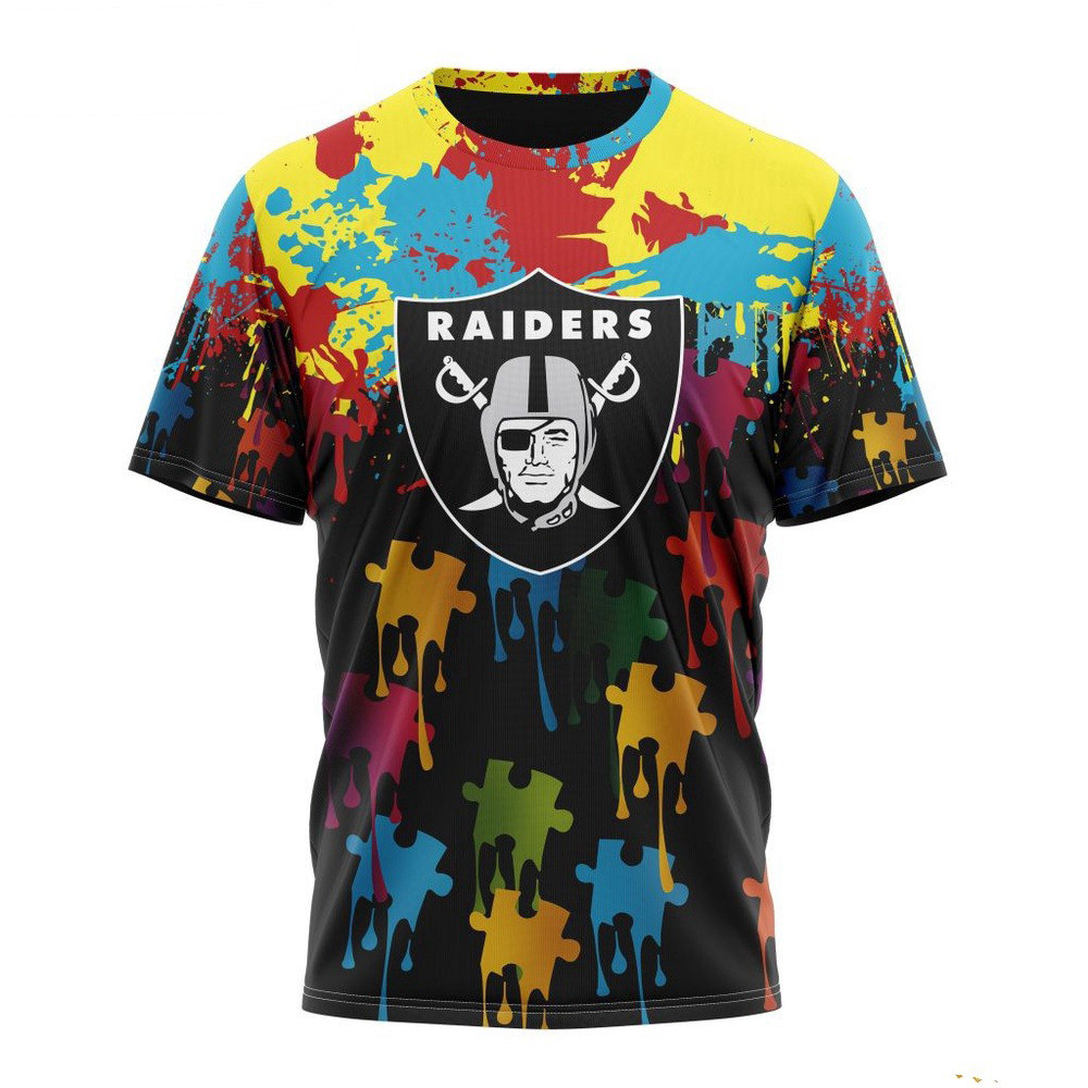 NFL Las Vegas Raiders Autism Awareness Design 3D T-Shirt Football Oregontrailrvpk Shirt