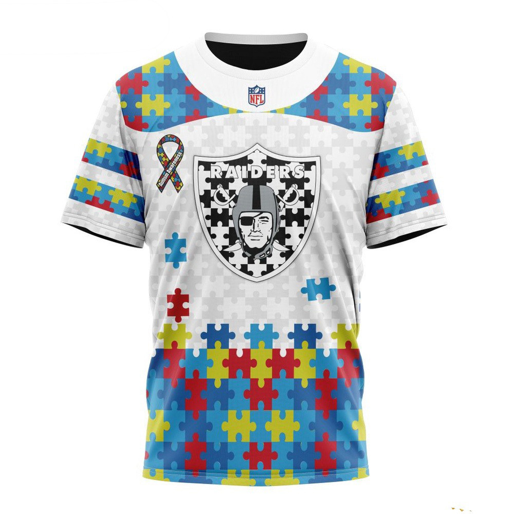 NFL Las Vegas Raiders Autism Awareness Design 3D T-Shirt Unique Gifts For Football Lovers Oregontrailrvpk Shirt