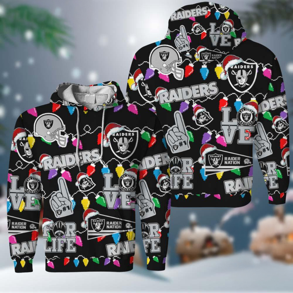 NFL Las Vegas Raiders Love For Life Football Team Merry Christmas Hoodie