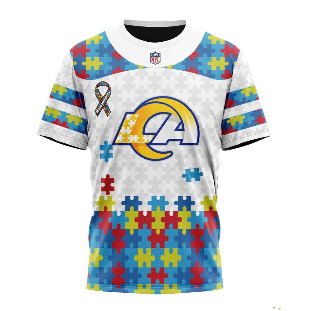 NFL Los Angeles Rams Autism Awareness Design 3D T-Shirt Football Oregontrailrvpk Shirt