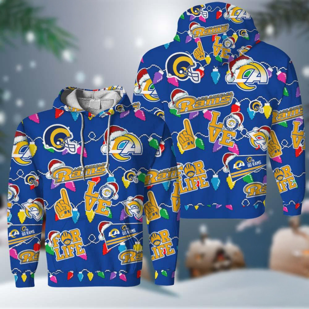 NFL Los Angeles Rams Love For Life Football Team Merry Christmas Hoodie