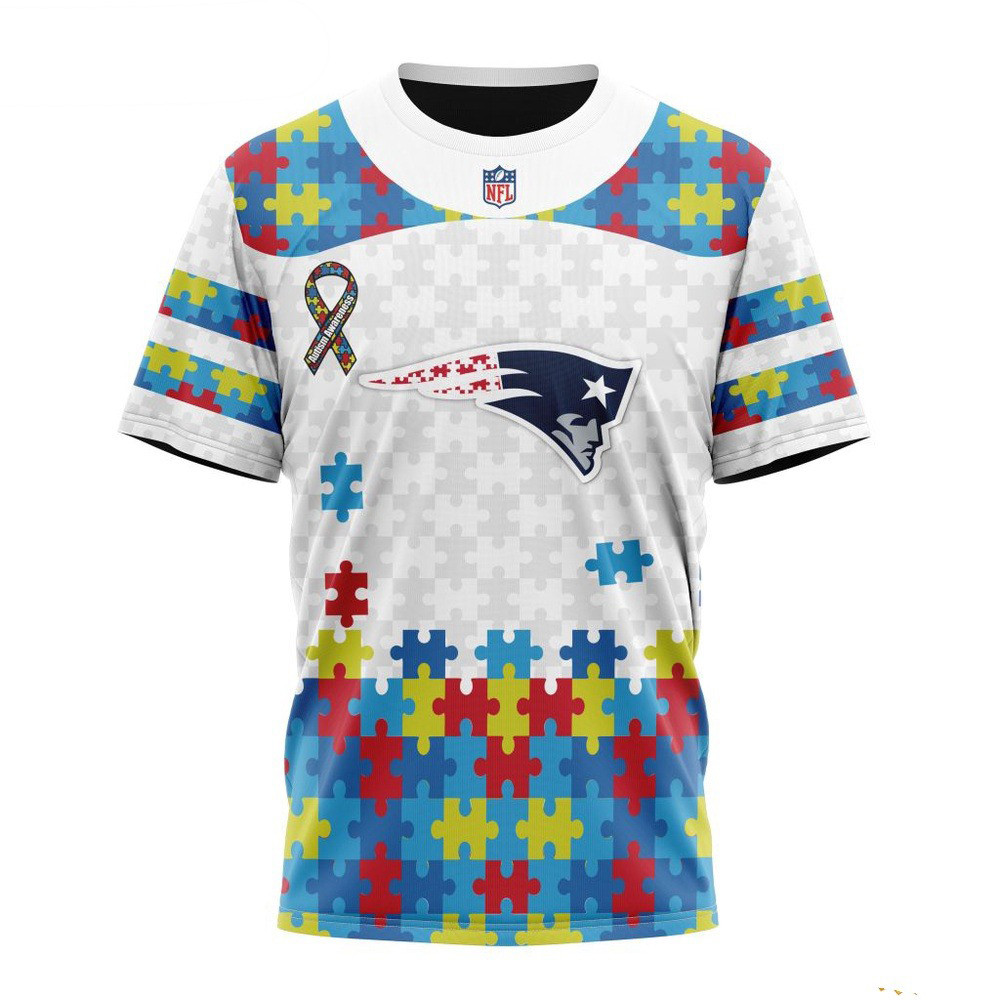 NFL New England Patriots Autism Awareness Design 3D T-Shirt Football Themed Gifts Oregontrailrvpk Shirt