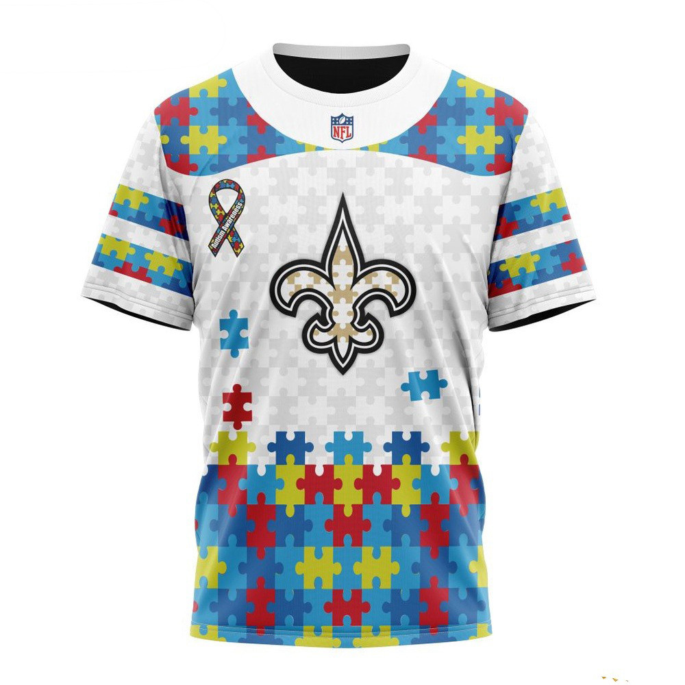 NFL New Orleans Saints Autism Awareness Design T-Shirt Football Oregontrailrvpk Shirt