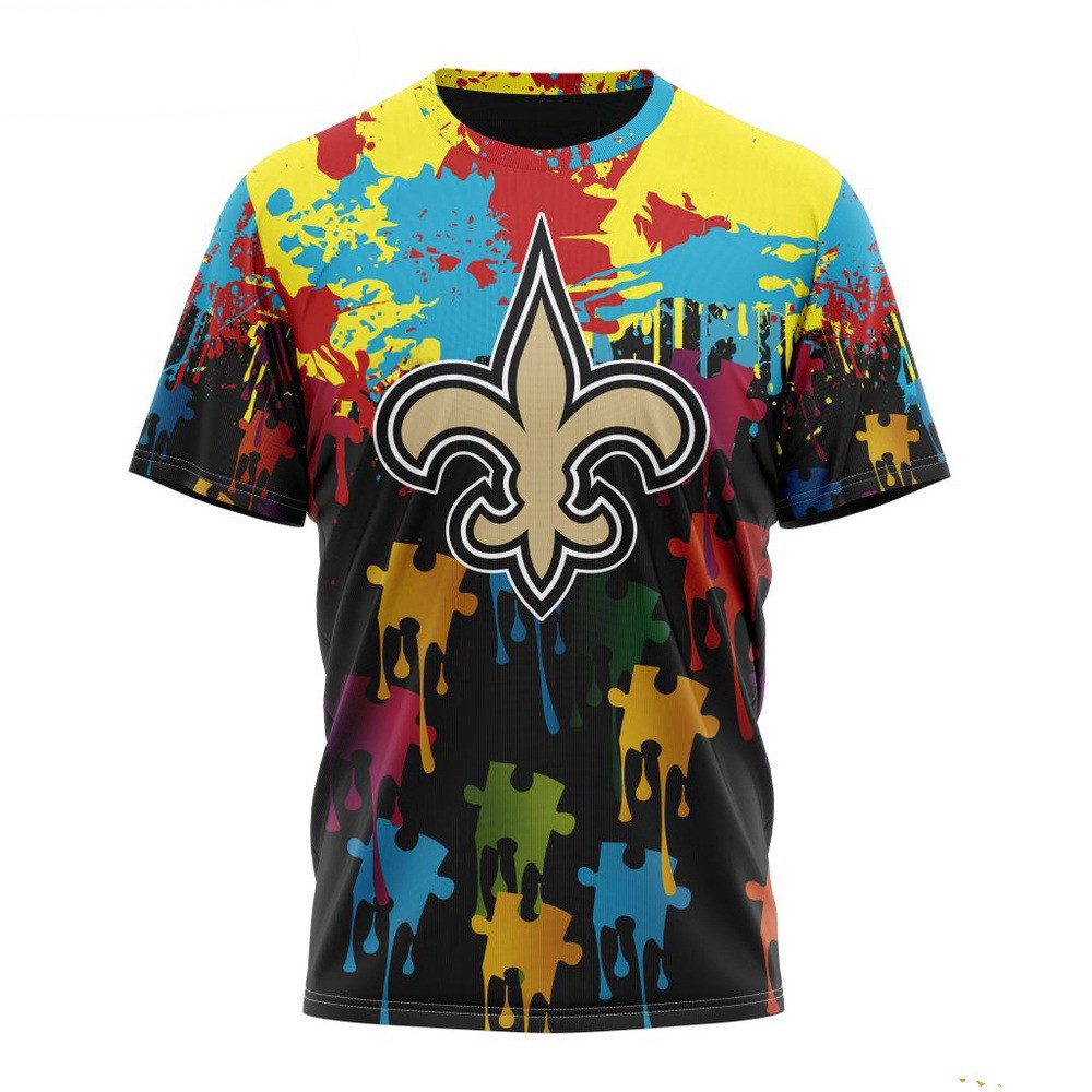 NFL New Orleans Saints Autism Awareness Design T-Shirt Presents For Football Fans Oregontrailrvpk Shirt
