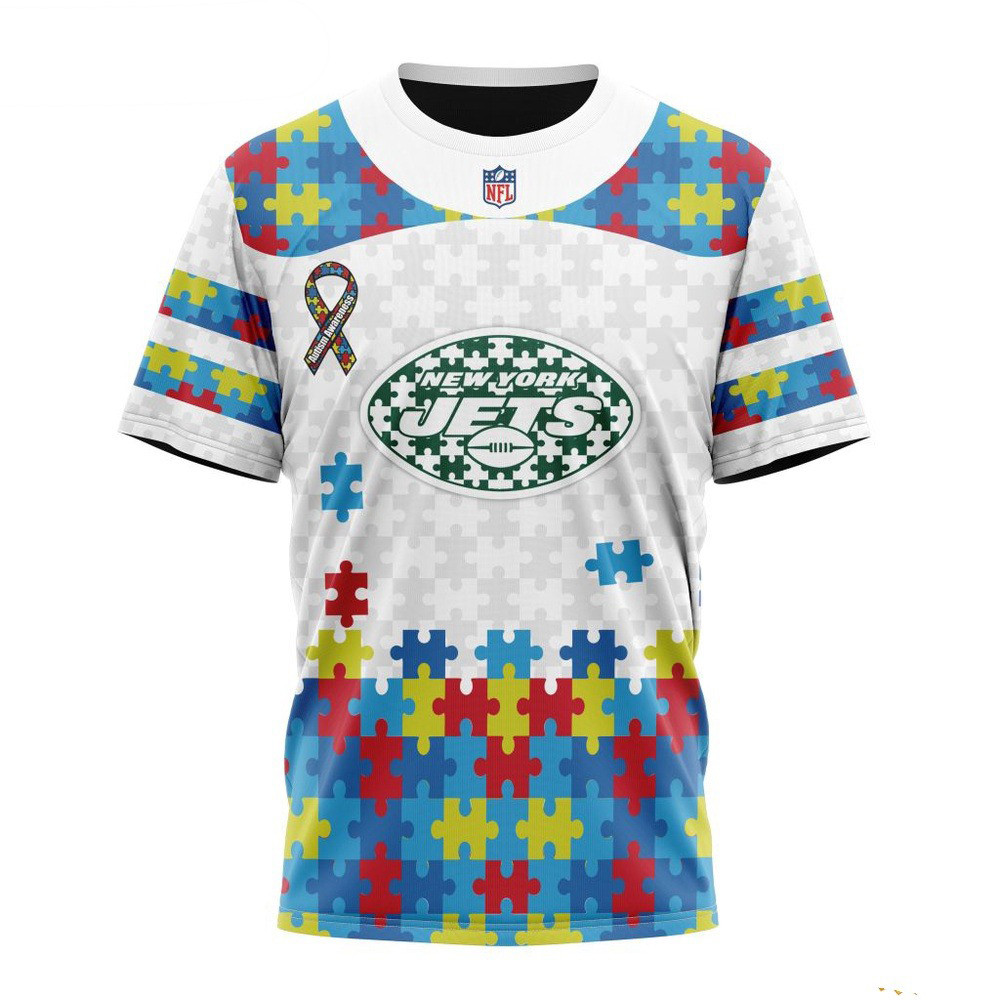 NFL New York Jets Autism Awareness Design 3D T-Shirt For Football Fan Oregontrailrvpk Shirt