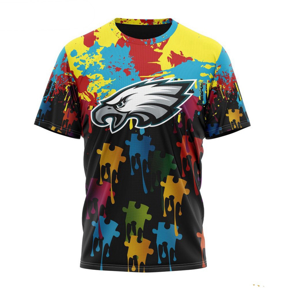 NFL Philadelphia Eagles Autism Awareness Design 3D T-Shirt Football Gifts Oregontrailrvpk Shirt