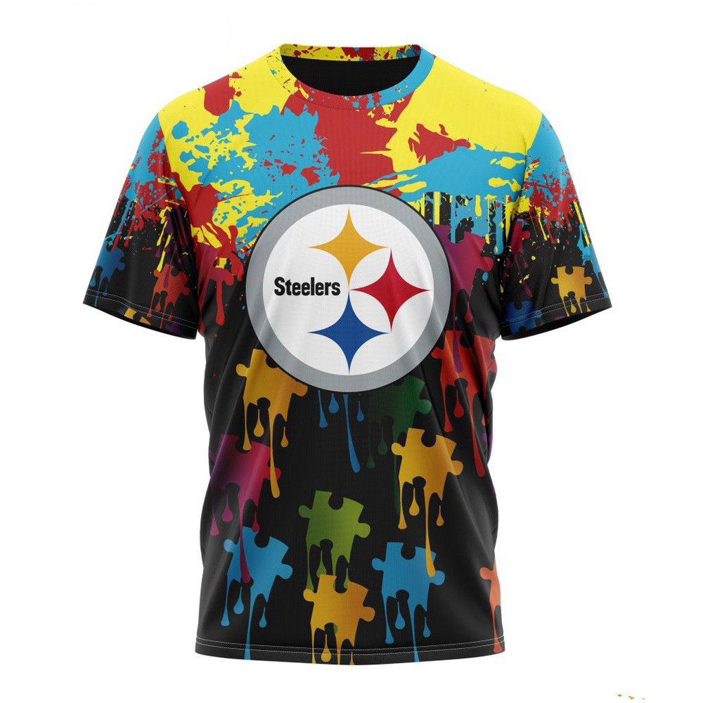NFL Pittsburgh Steelers Autism Awareness Design T-Shirt Best Gifts For NFL Fans Oregontrailrvpk Shirt