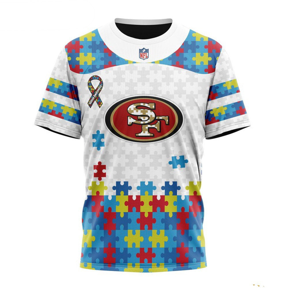 NFL San Francisco 49ers Autism Awareness T-Shirt Gift Ideas For Football Lovers Oregontrailrvpk Shirt