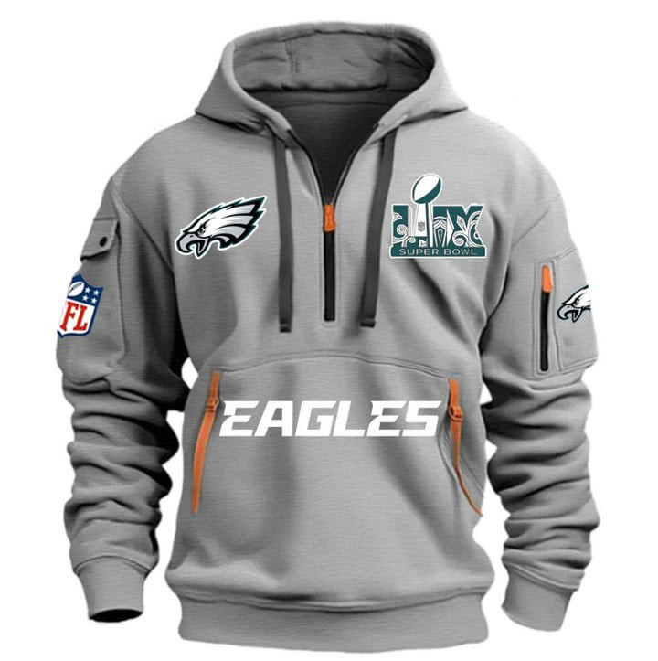 NFL Super Bowl Philadelphia Eagles Hoodie Half Zipper Unique