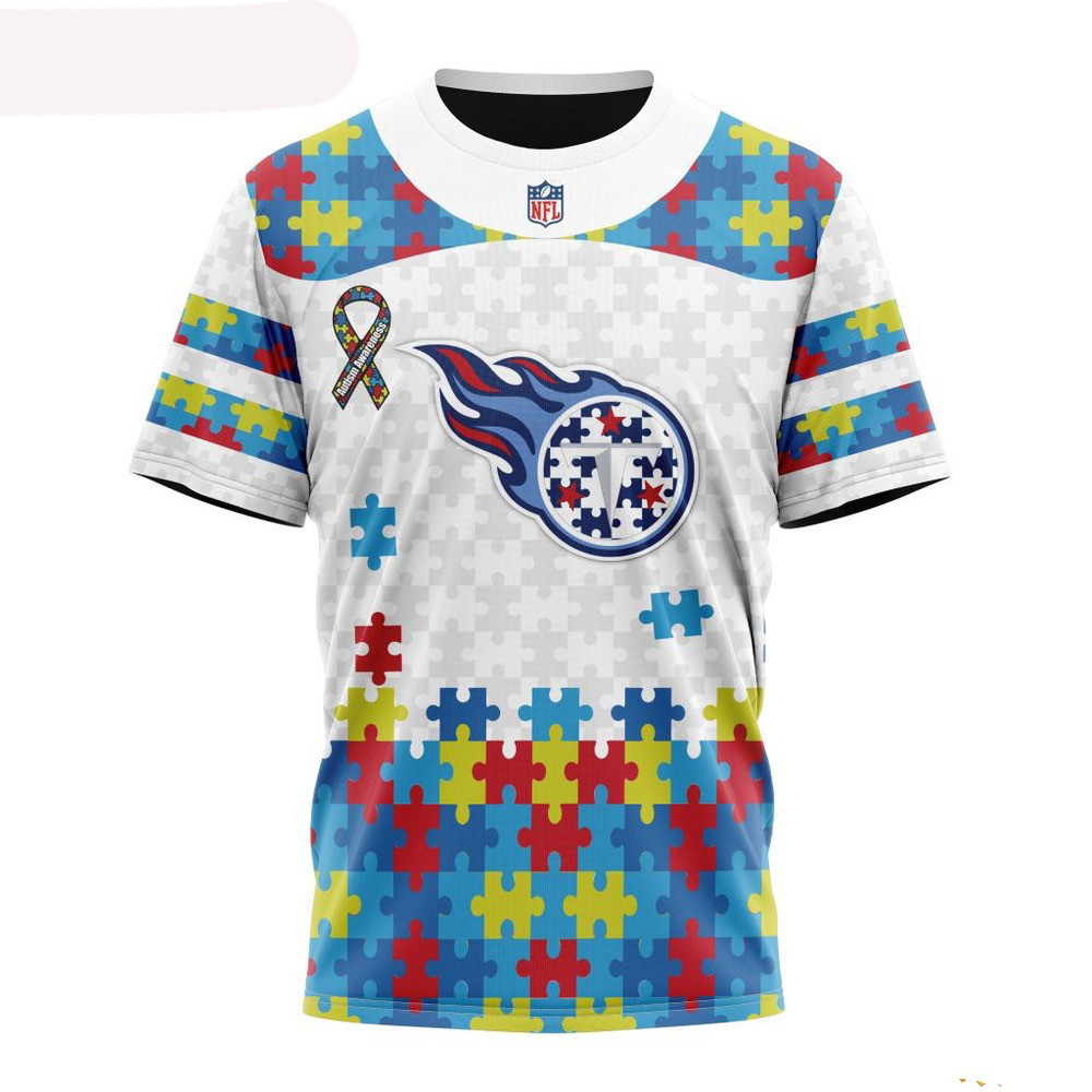 NFL Tennessee Titans Autism Awareness Design 3D T-Shirt Gift Ideas For Football Lovers Oregontrailrvpk Shirt