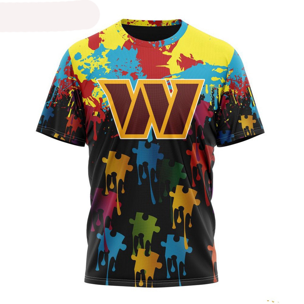 NFL Washington Commanders Autism Awareness Design T-Shirt For Football Fan Oregontrailrvpk Shirt