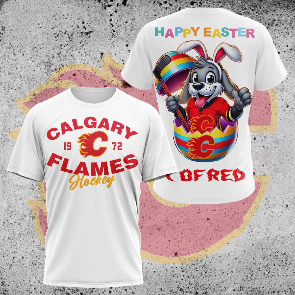 NHL Calgary FLames Hockey Team Mascot Design Happy Easter Day T-Shirt Best Gifts For Hockey Fans Oregontrailrvpk Shirt