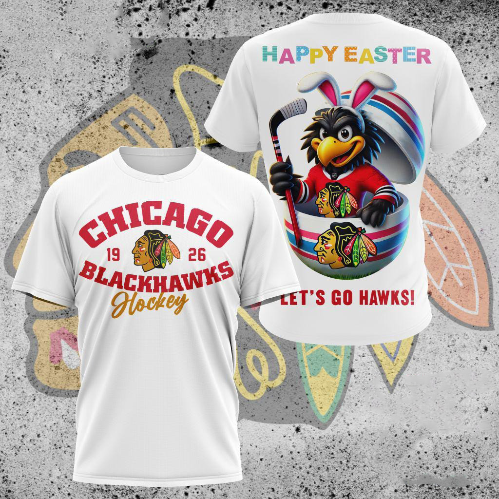 NHL Chicago Blackhawks Hockey Team Mascot Design Happy Easter Day Shirt Oregontrailrvpk Shirt