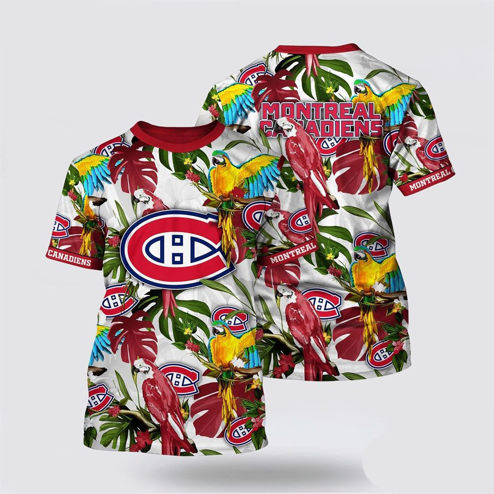 NHL Montreal Canadiens Tropical Parrot Pattern Summer Shirt Ice Hockey Oregontrailrvpk Shirt