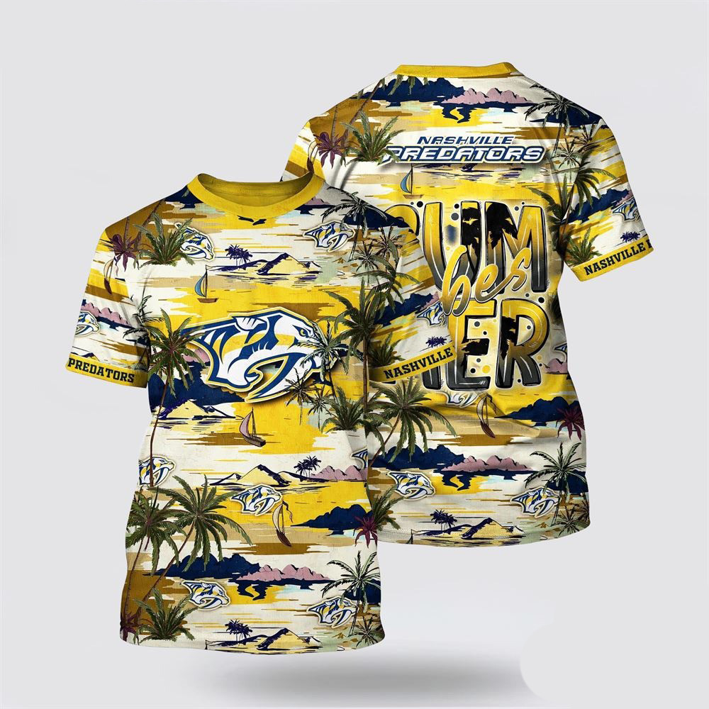 NHL Nashville Predators Tropical Desert Island Motif Summer Shirt Good Gifts For Hockey Fans Oregontrailrvpk Shirt