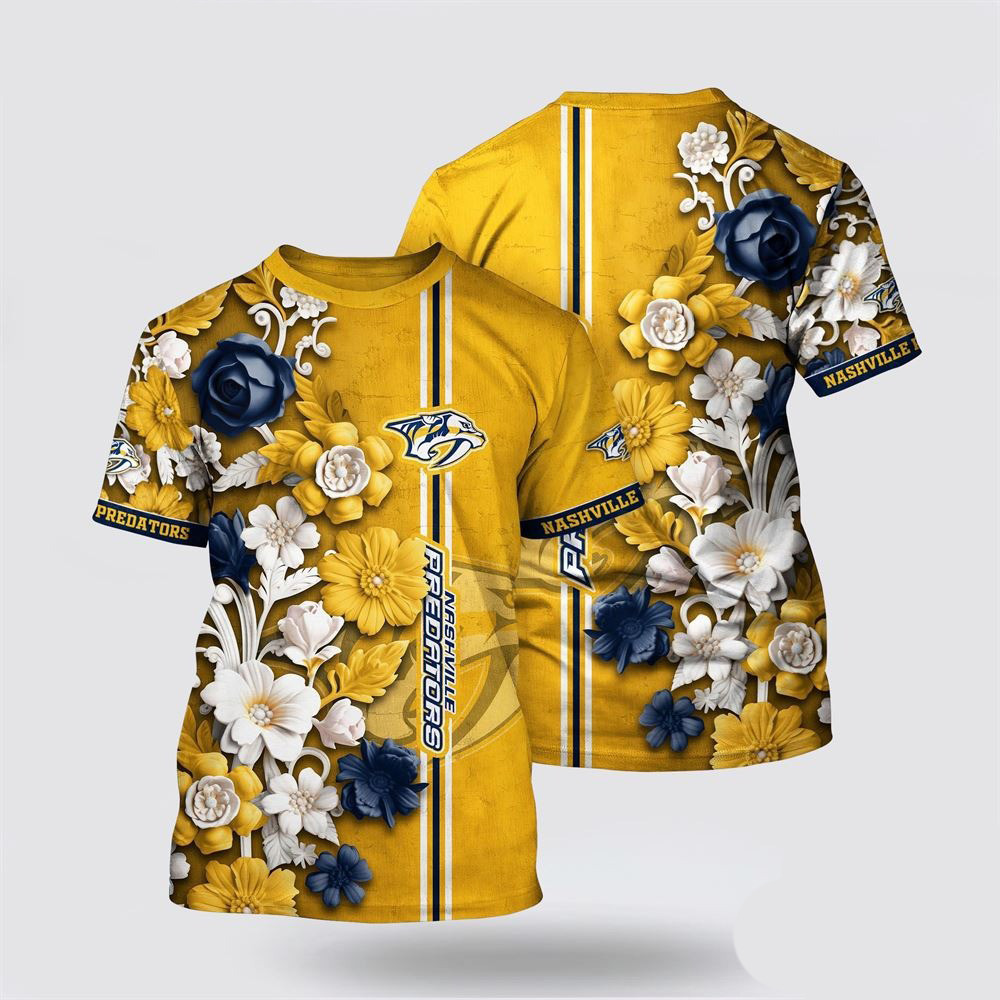 NHL Nashville Predators Tropical Hepatica Floral Pattern Summer Shirt Gifts For Hockey Fan Oregontrailrvpk Shirt