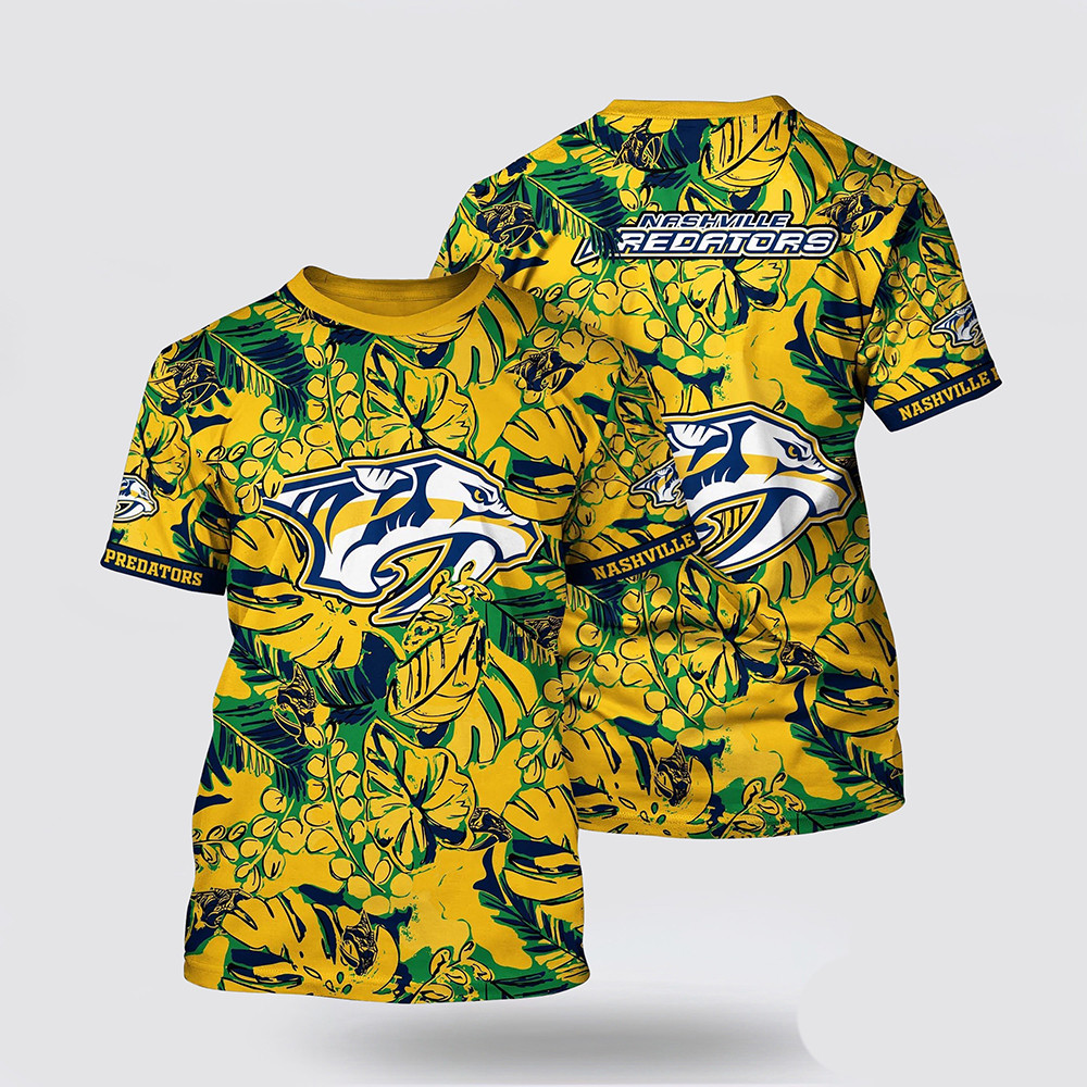NHL Nashville Predators Tropical Leaf Pattern Summer Shirt Best Gifts For Hockey Lovers Oregontrailrvpk Shirt