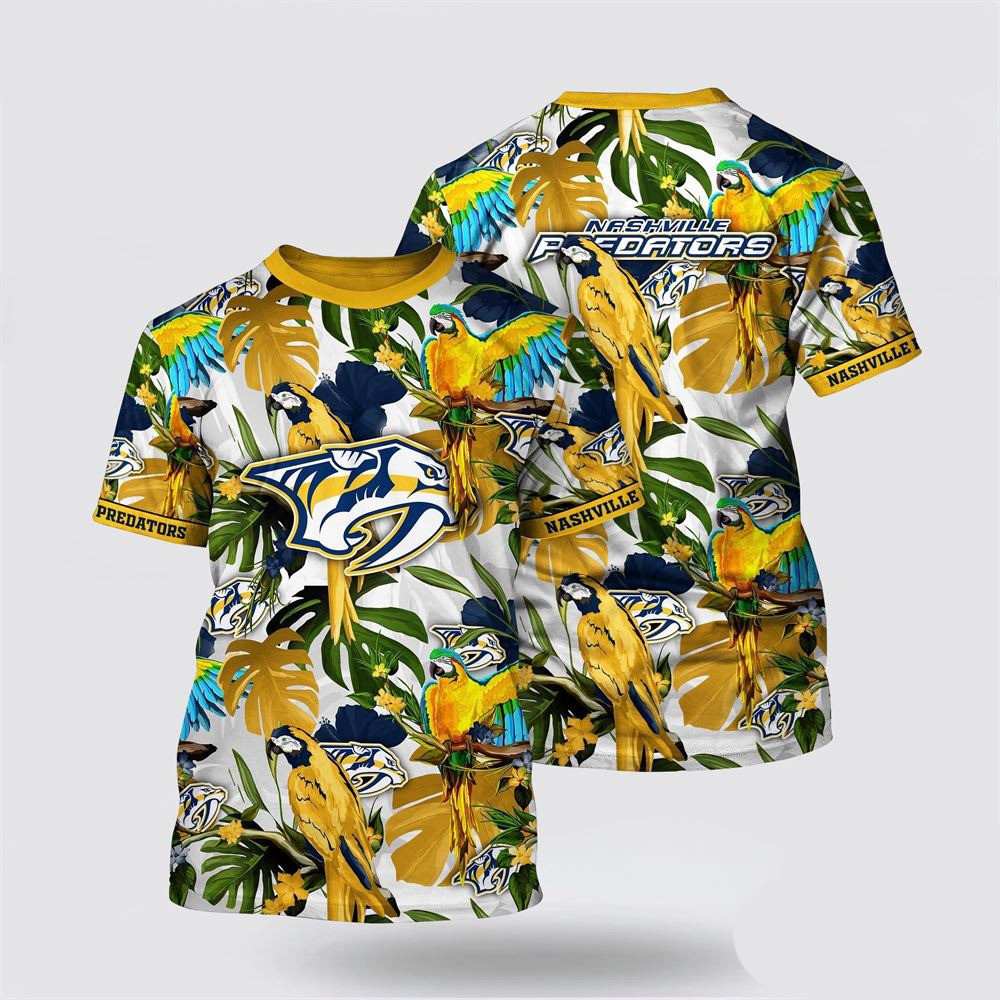 NHL Nashville Predators Tropical Parrot Pattern Summer Shirt Best Gifts For Hockey Fans Oregontrailrvpk Shirt