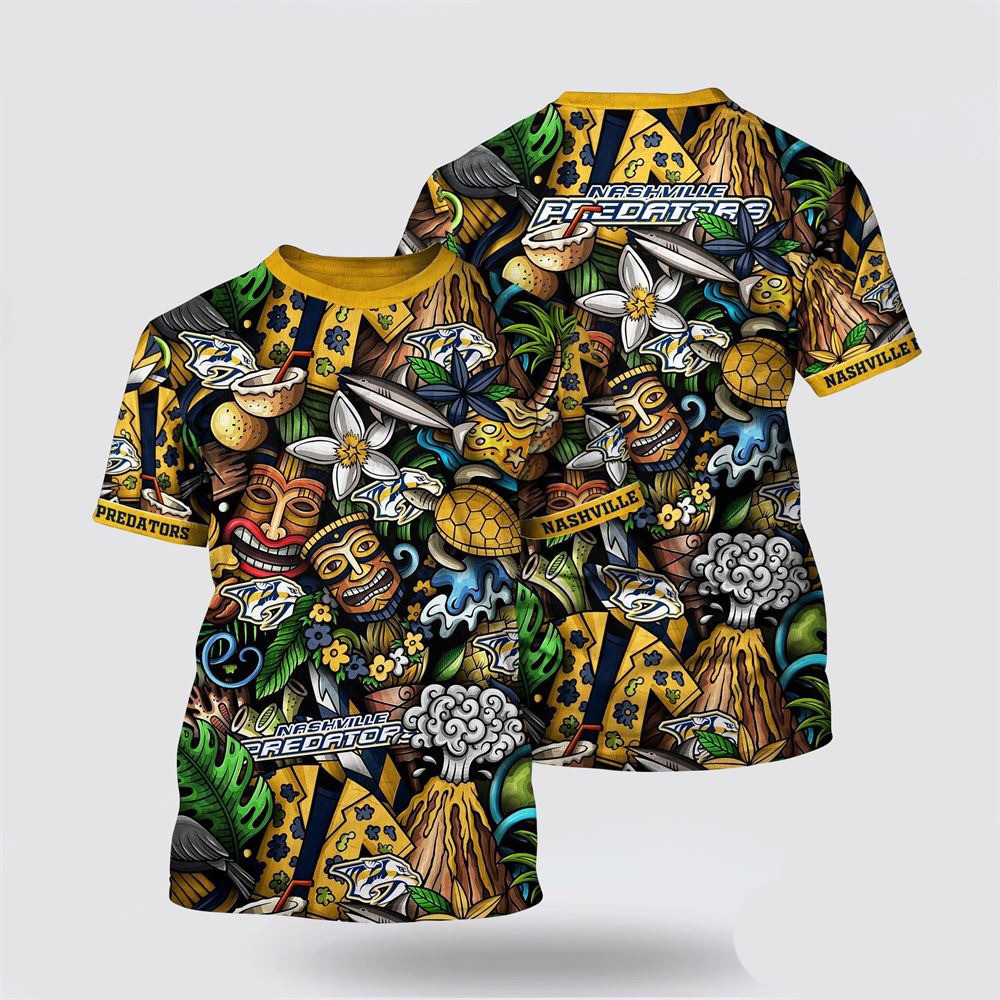 NHL Nashville Predators Tropical Tiki Pattern Summer Shirt NHL Oregontrailrvpk Shirt