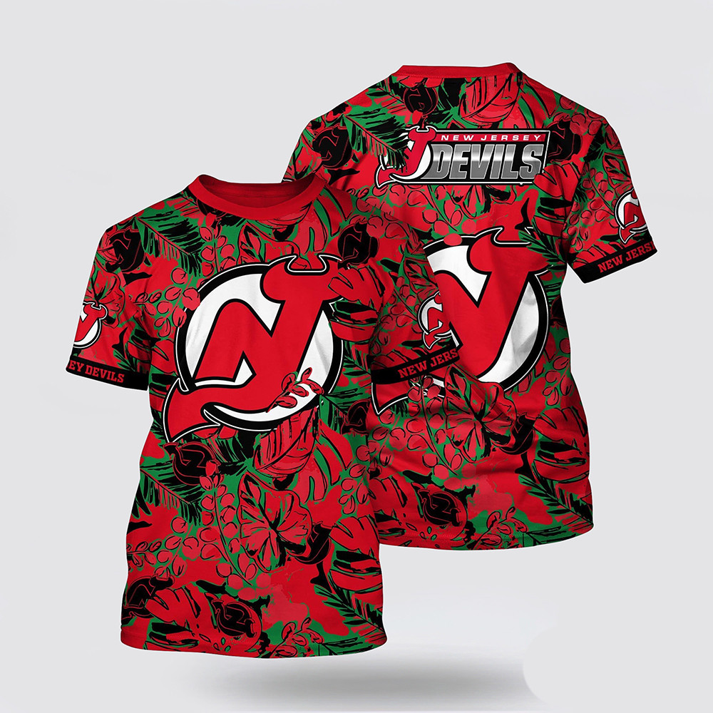 NHL New Jersey Devils Tropical Leaf Pattern Summer Shirt Best Gifts For Hockey Lovers Oregontrailrvpk Shirt