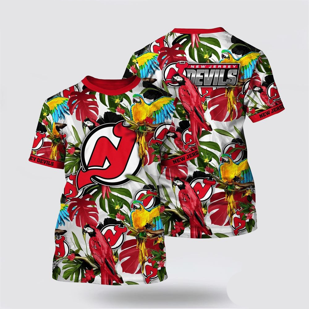 NHL New Jersey Devils Tropical Parrot Pattern Summer Shirt Good Gifts For Hockey Fans Oregontrailrvpk Shirt