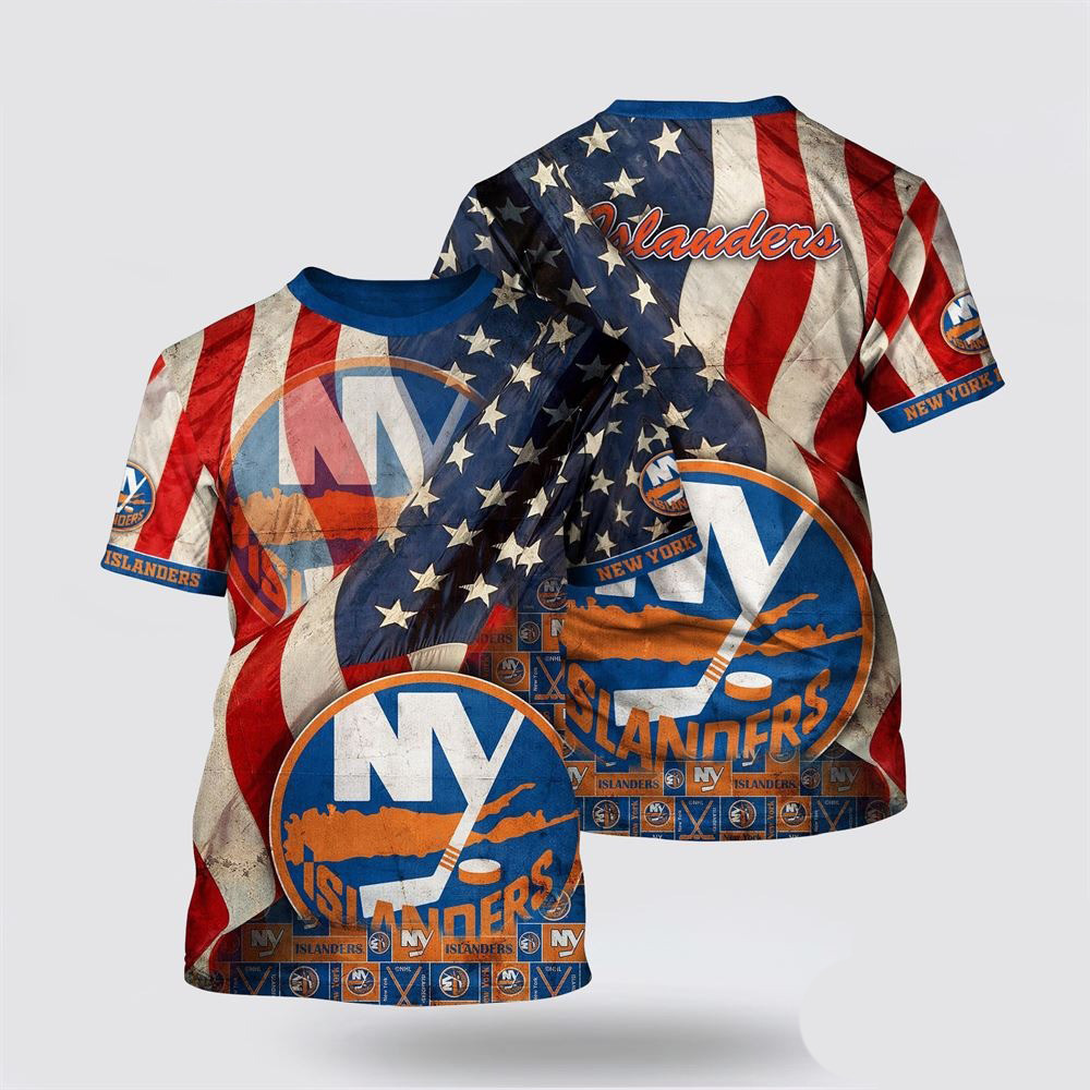 NHL New York Islanders American Flag Pattern Summer T-Shirt Best Gifts For Hockey Lovers Oregontrailrvpk Shirt