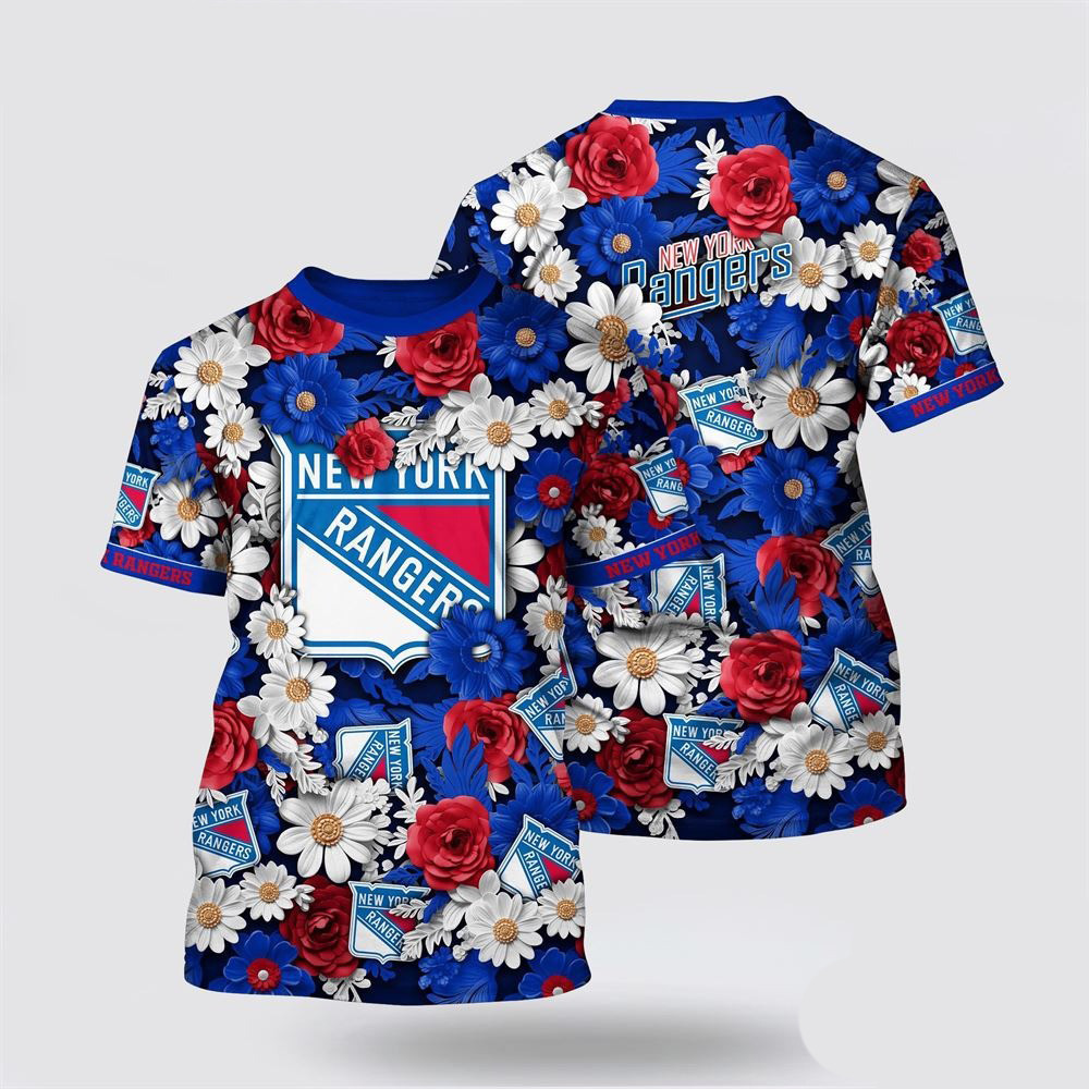 NHL New York Islanders Tropical Begonia Flower Pattern Summer T-Shirt Ice Hockey Oregontrailrvpk Shirt