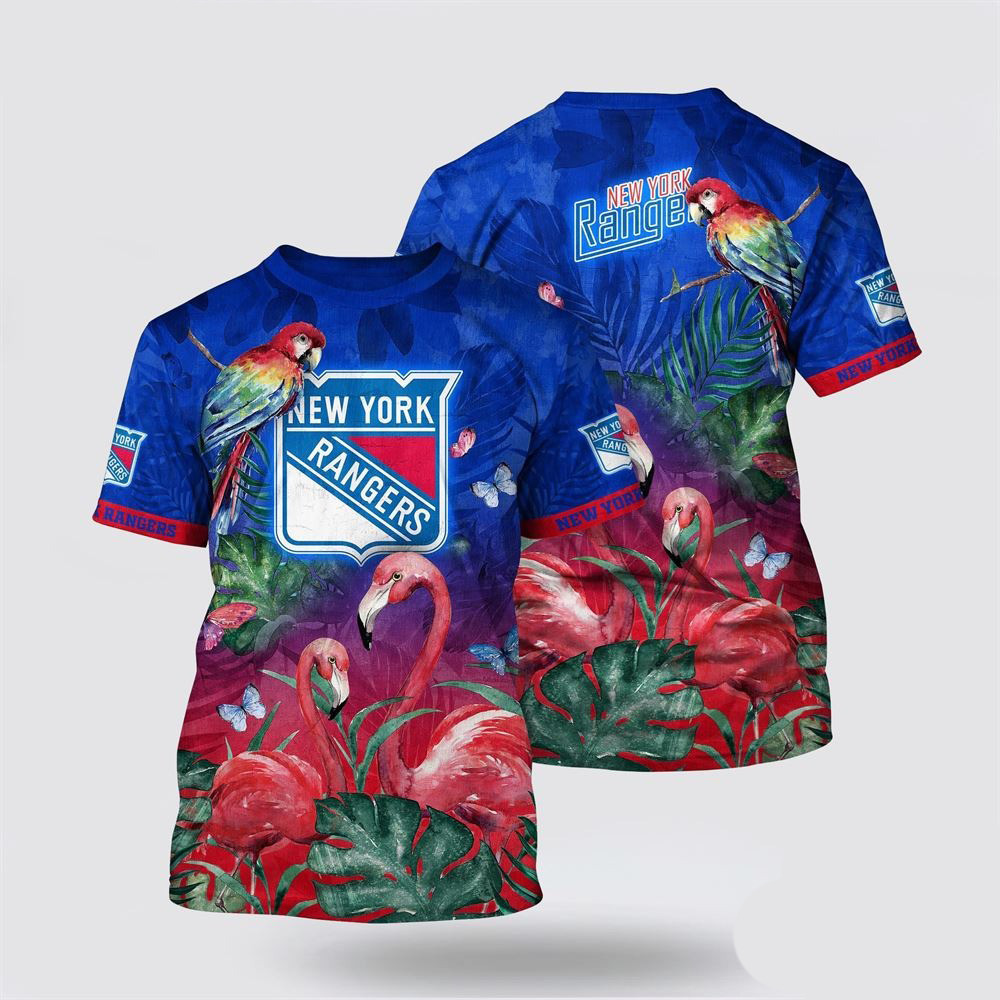NHL New York Islanders Tropical Parrot And Flamingo Motifs Summer T-Shirt Oregontrailrvpk Shirt