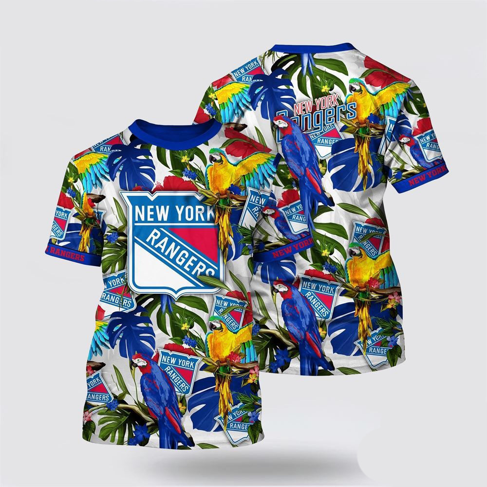 NHL New York Islanders Tropical Parrot Pattern Summer T-Shirt Cool Gifts For Hockey Fans Oregontrailrvpk Shirt