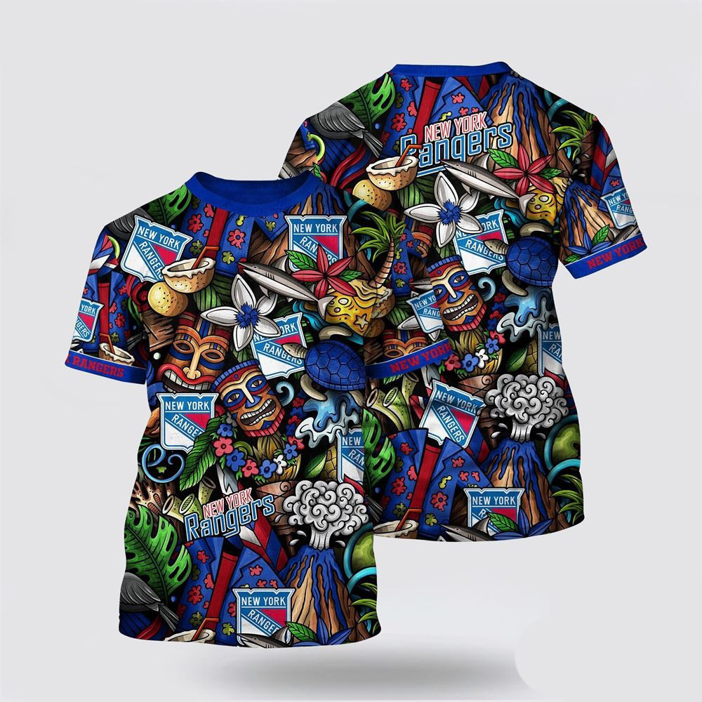 NHL New York Islanders Tropical Tiki Pattern Summer T-Shirt Cool Gifts For Hockey Fans Oregontrailrvpk Shirt