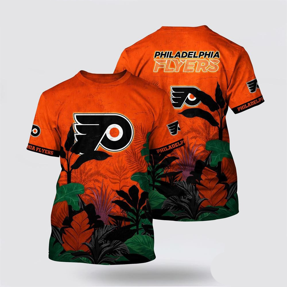 NHL Philadelphia Flyers All Over Print T Shirt Tropical Forest Motifs Summer T Shirt Oregontrailrvpk Shirt