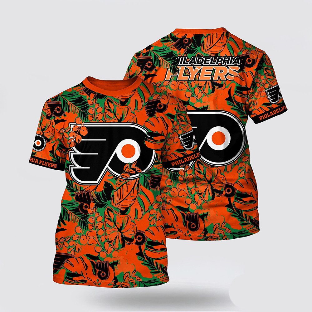 NHL Philadelphia Flyers Tropical Leaf Pattern Summer T-Shirt For Hockey Fan Oregontrailrvpk Shirt