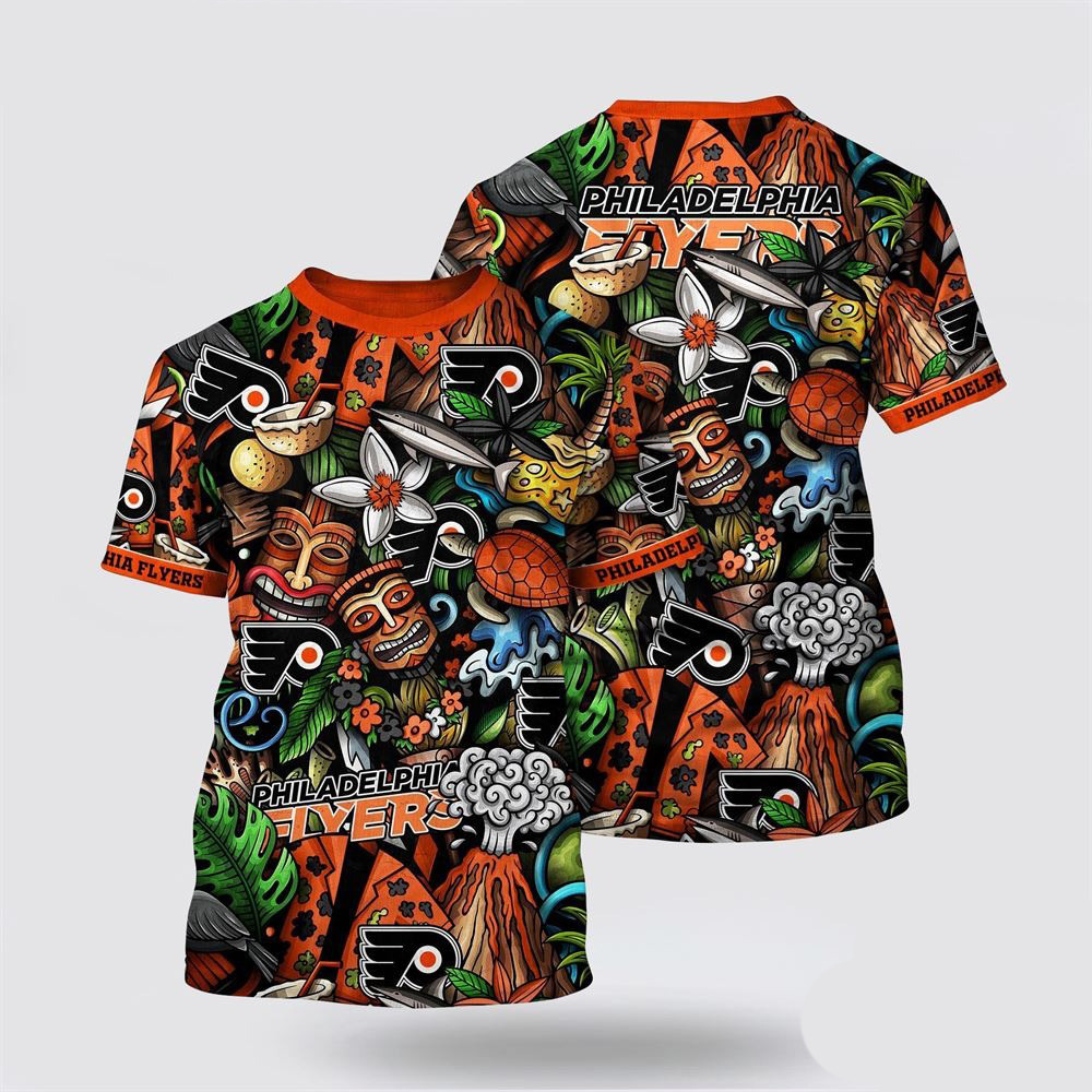 NHL Philadelphia Flyers Tropical Tiki Pattern Summer T-Shirt Gift Ideas For Hockey Fans Oregontrailrvpk Shirt