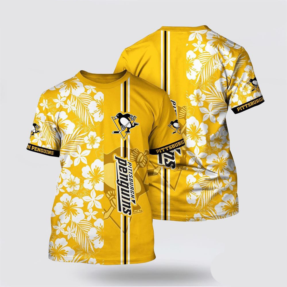 NHL Pittsburgh Penguins Tropical Apricot Blossom Pattern Summer Shirt Gifts For Ice Hockey Fans Oregontrailrvpk Shirt