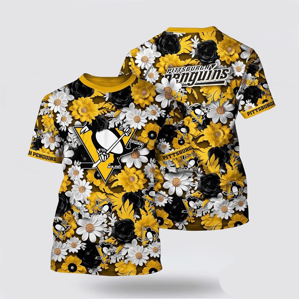 NHL Pittsburgh Penguins Tropical Begonia Flower Pattern Summer Shirt Gifts For NHL Fans Oregontrailrvpk Shirt