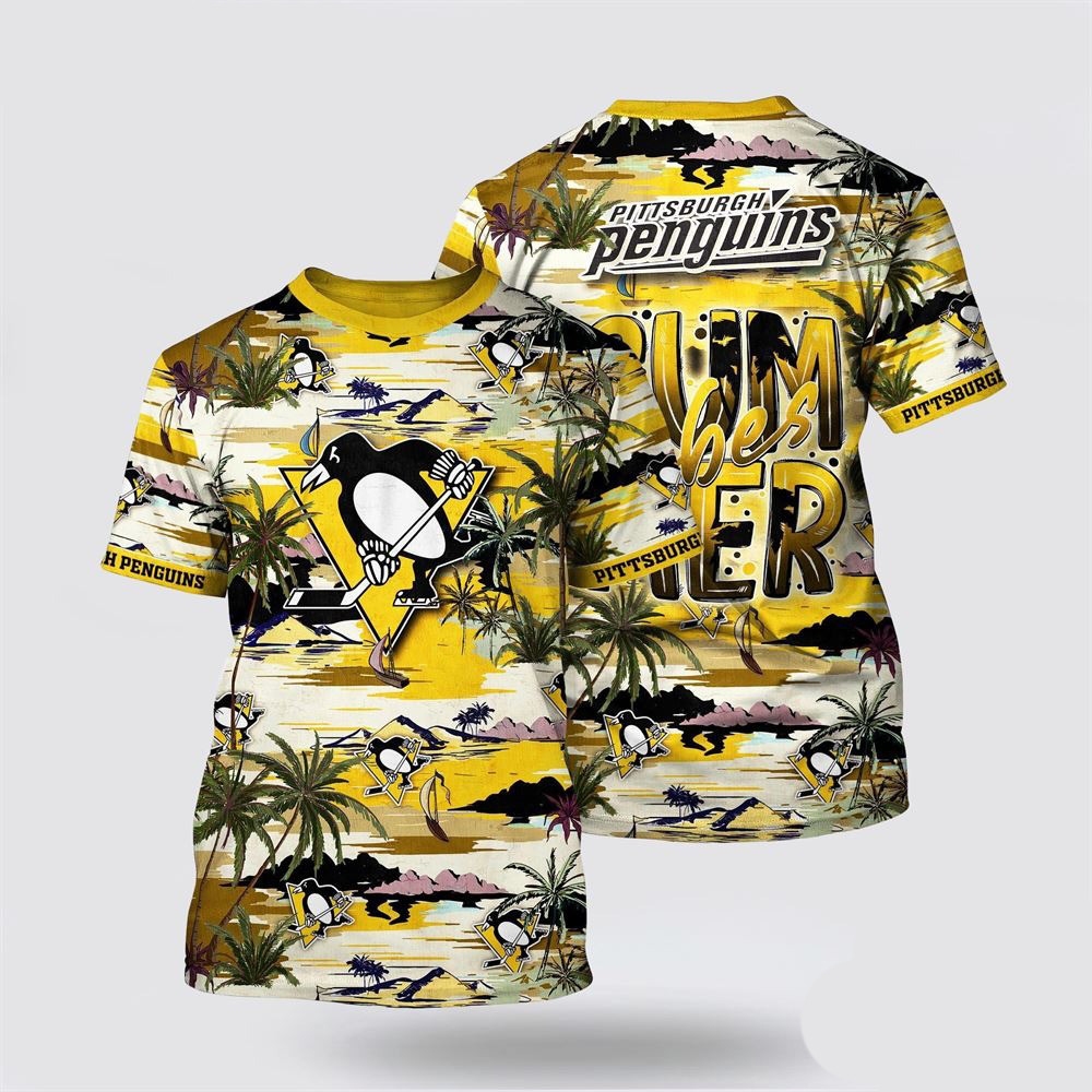 NHL Pittsburgh Penguins Tropical Desert Island Motif Summer T-Shirt Cool Gifts For Hockey Fans Oregontrailrvpk Shirt