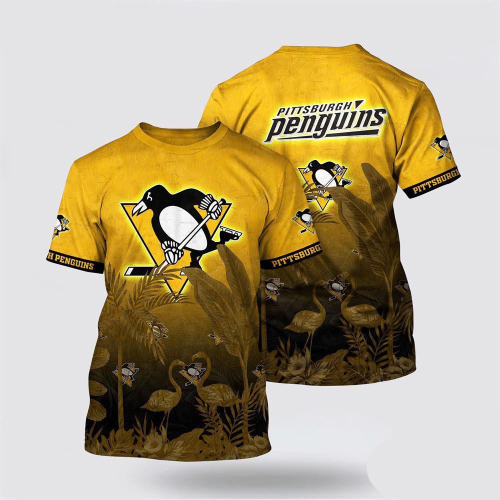 NHL Pittsburgh Penguins Tropical Flamingo Pattern Summer T-Shirt Birthday Gifts For Hockey Fans Oregontrailrvpk Shirt