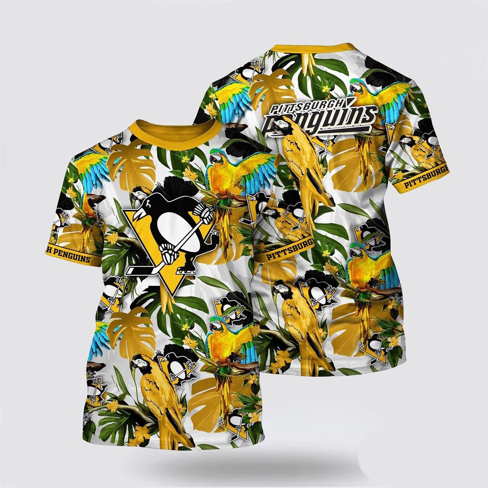 NHL Pittsburgh Penguins Tropical Parrot Pattern Summer T-Shirt Unique Gifts For Hockey Fans Oregontrailrvpk Shirt